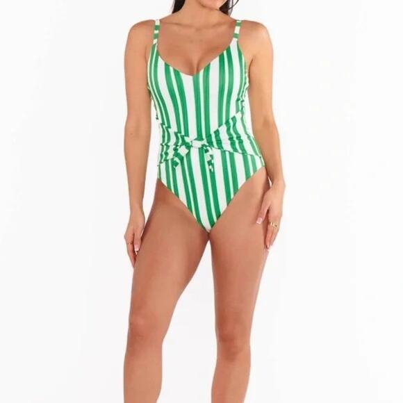 Show Me Your MuMu Other - Show Me Your Mumu “Malibu” One Piece Micro Ribbed Green & White Swimsuit NWT XL
